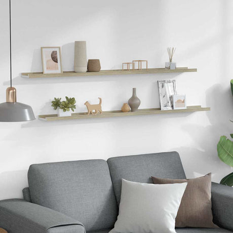 Vidaxl wandschappen 2 st 115x9x3 cm wit en sonoma eikenkleurig