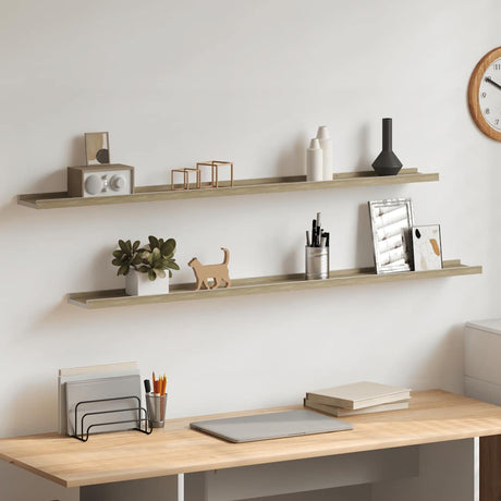 Vidaxl wandschappen 2 st 115x9x3 cm wit en sonoma eikenkleurig
