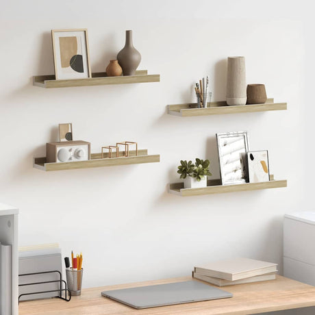 Vidaxl wandschappen 4 st 40x9x3 cm wit en sonoma eikenkleurig