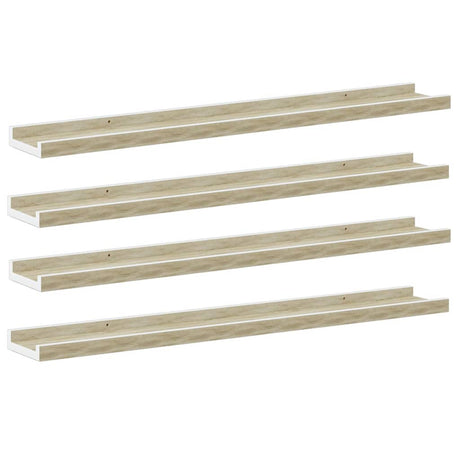 Vidaxl wandschappen 4 st 80x9x3 cm wit en sonoma eikenkleurig