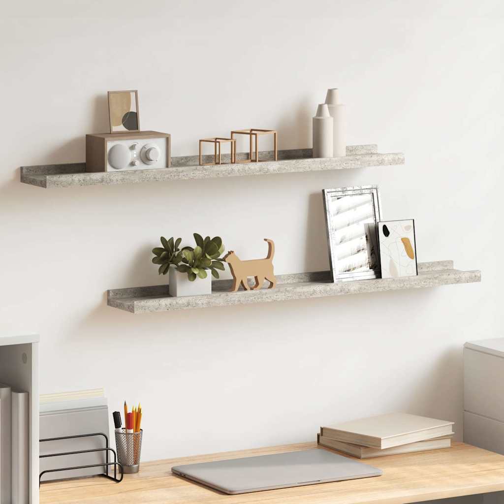 Vidaxl wandschappen 2 st 80x9x3 cm betongrijs