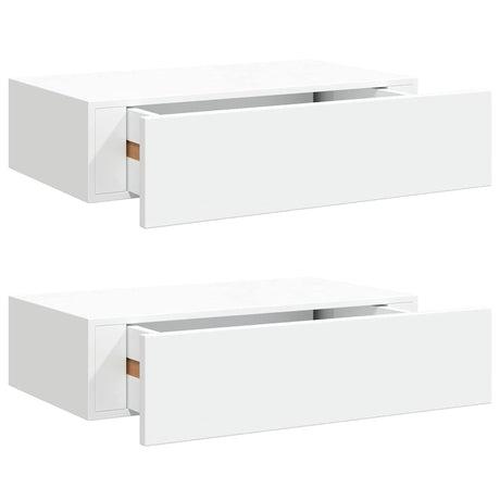 Vidaxl wandschappen 2 st met lade 40x23,5x10 cm mdf wit