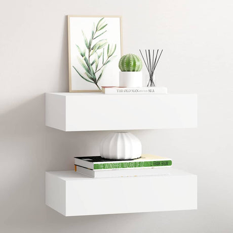 Vidaxl wandschappen 2 st met lade 40x23,5x10 cm mdf wit