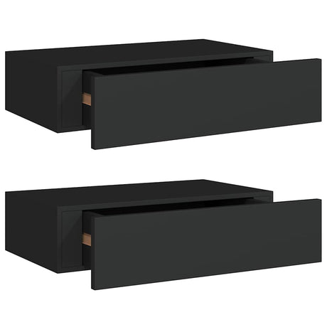 Vidaxl wandschappen 2 st met lade 40x23,5x10 cm mdf zwart