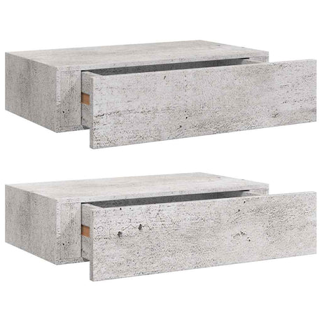 Vidaxl wandschappen 2 st met lade 40x23,5x10 cm mdf betongrijs