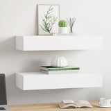 Vidaxl wandschappen 2 st met lade 60x23,5x10 cm mdf wit