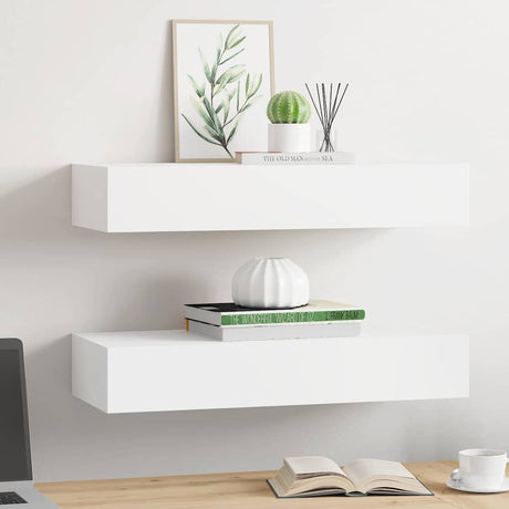 Vidaxl wandschappen 2 st met lade 60x23,5x10 cm mdf wit