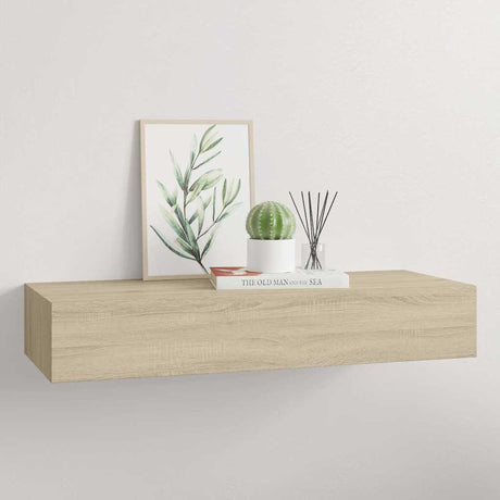 Vidaxl viaxl wandschap met lade 60x23,5x10 cm mdf eikenkleurig