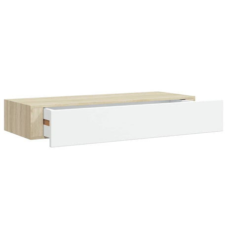 Vidaxl wandladekast eiken en wit 60x23,5x10cm mdf
