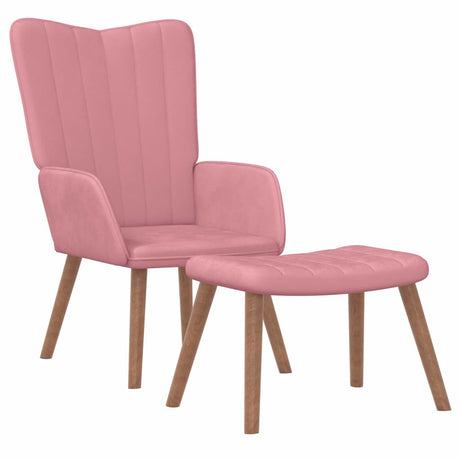 Vidaxl relaxstoel met voetenbank fluweel roze
