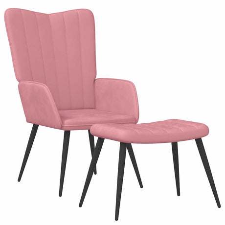 Vidaxl relaxstoel met voetenbank fluweel roze