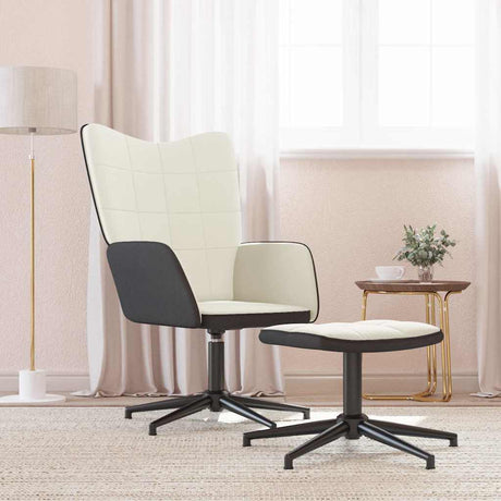Vidaxl relaxstoel met voetenbank fluweel en pvc crèmewit