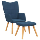 Vidaxl relaxstoel met voetenbank stof blauw