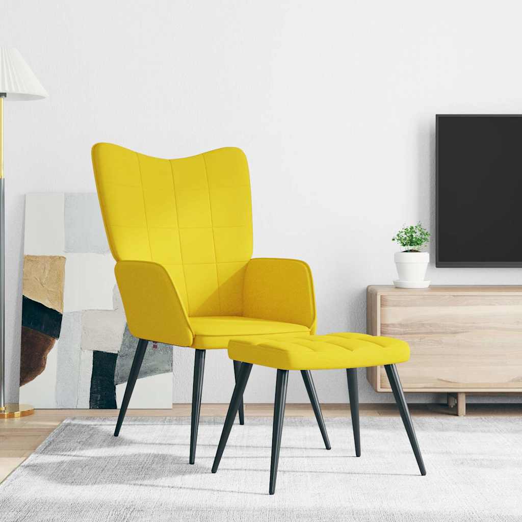 Vidaxl relaxstoel met voetenbank stof mosterdgeel