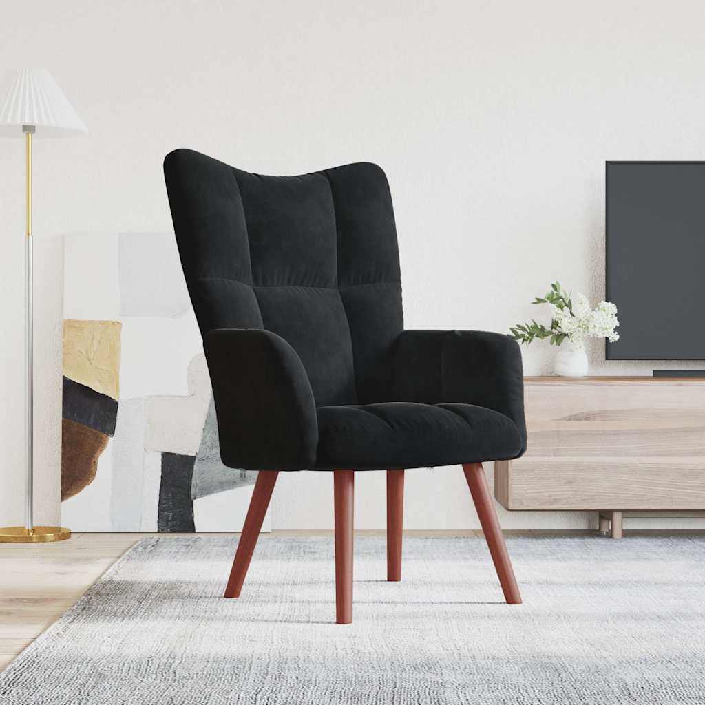 Vidaxl relaxstoel fluweel zwart