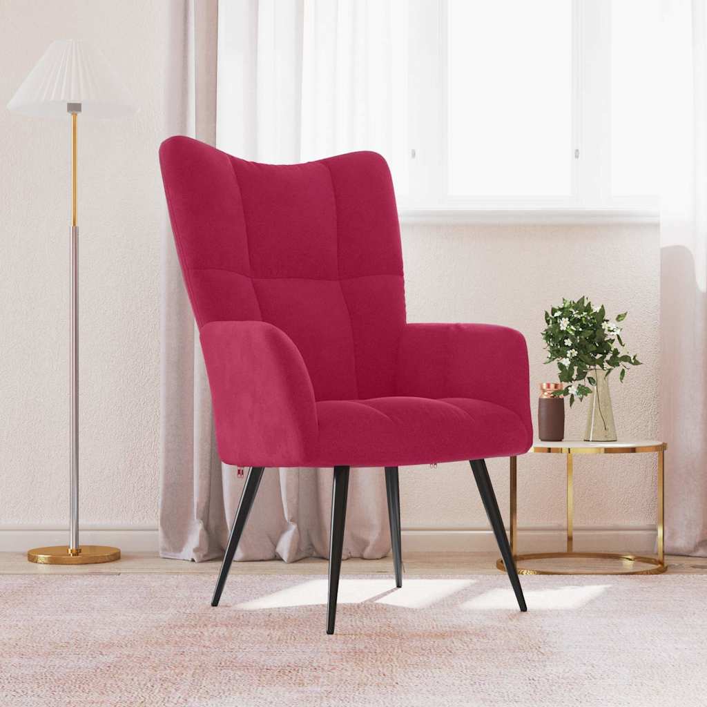 Vidaxl relaxstoel fluweel wijnrood