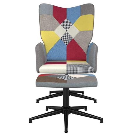 Vidaxl relaxstoel met voetenbank patchwork stof