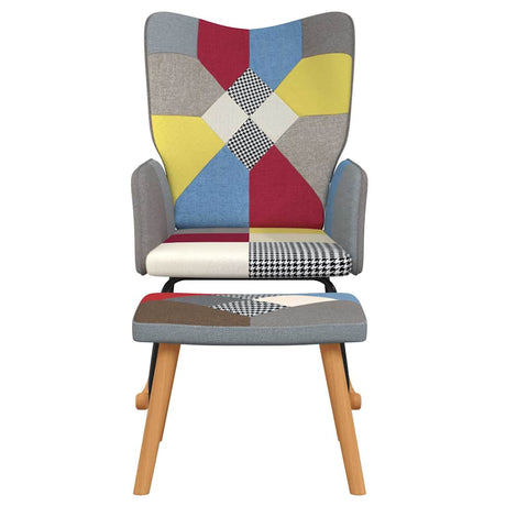 Vidaxl schommelstoel met voetenbank patchwork stof