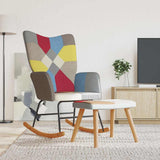 Vidaxl schommelstoel met voetenbank patchwork stof