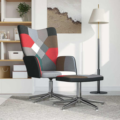 Vidaxl relaxstoel met voetenbank patchwork stof