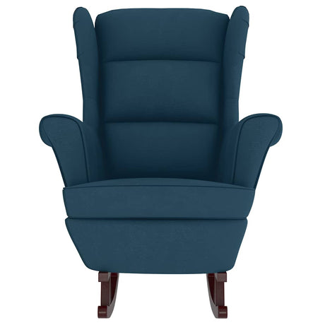 Vidaxl schommelstoel met oorleuning fluweel massief hout blauw