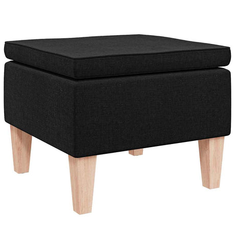 Vidaxl kruk met houten poten stof zwart