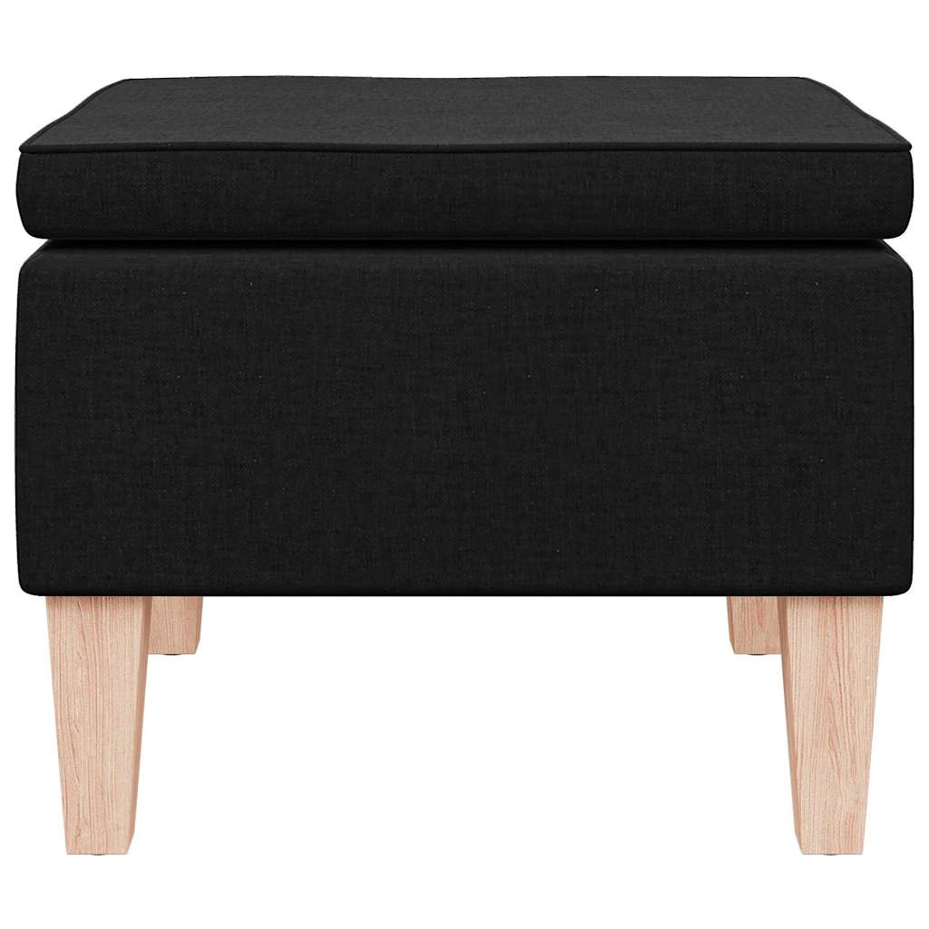 Vidaxl kruk met houten poten stof zwart
