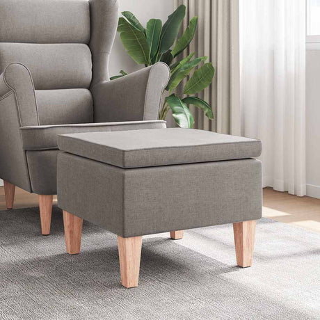 Vidaxl kruk met houten poten stof taupe