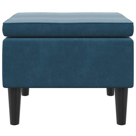 Vidaxl kruk met houten poten fluweel blauw