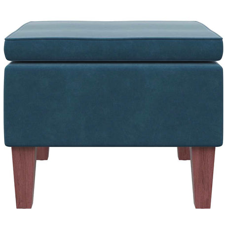 Vidaxl kruk met houten poten fluweel blauw
