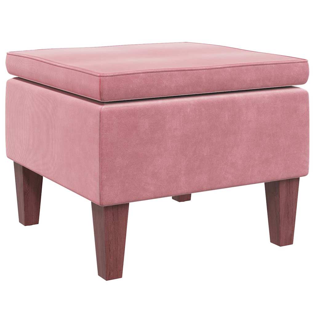 Vidaxl kruk met houten poten fluweel roze