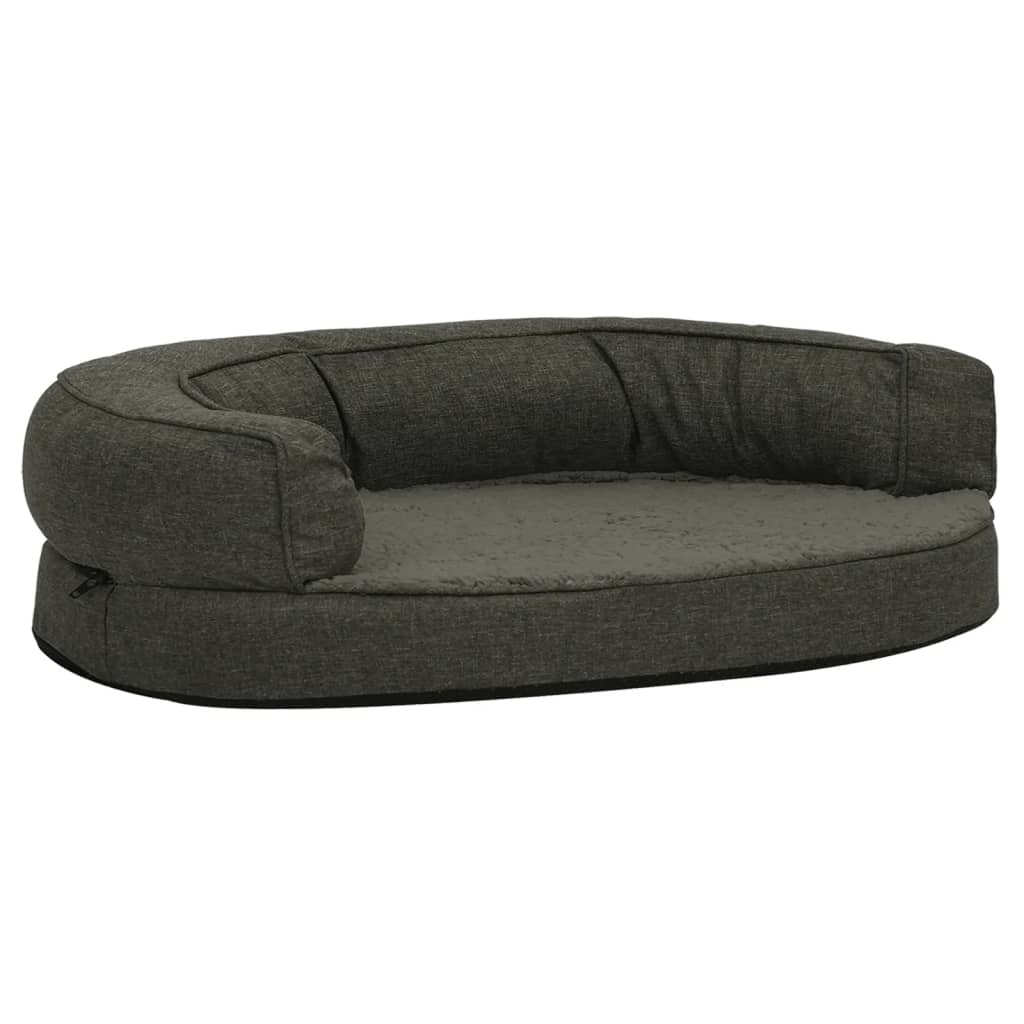 VidaXL Hondenbed ergonomisch linnen-look 90x64 cm fleece donkergrijs