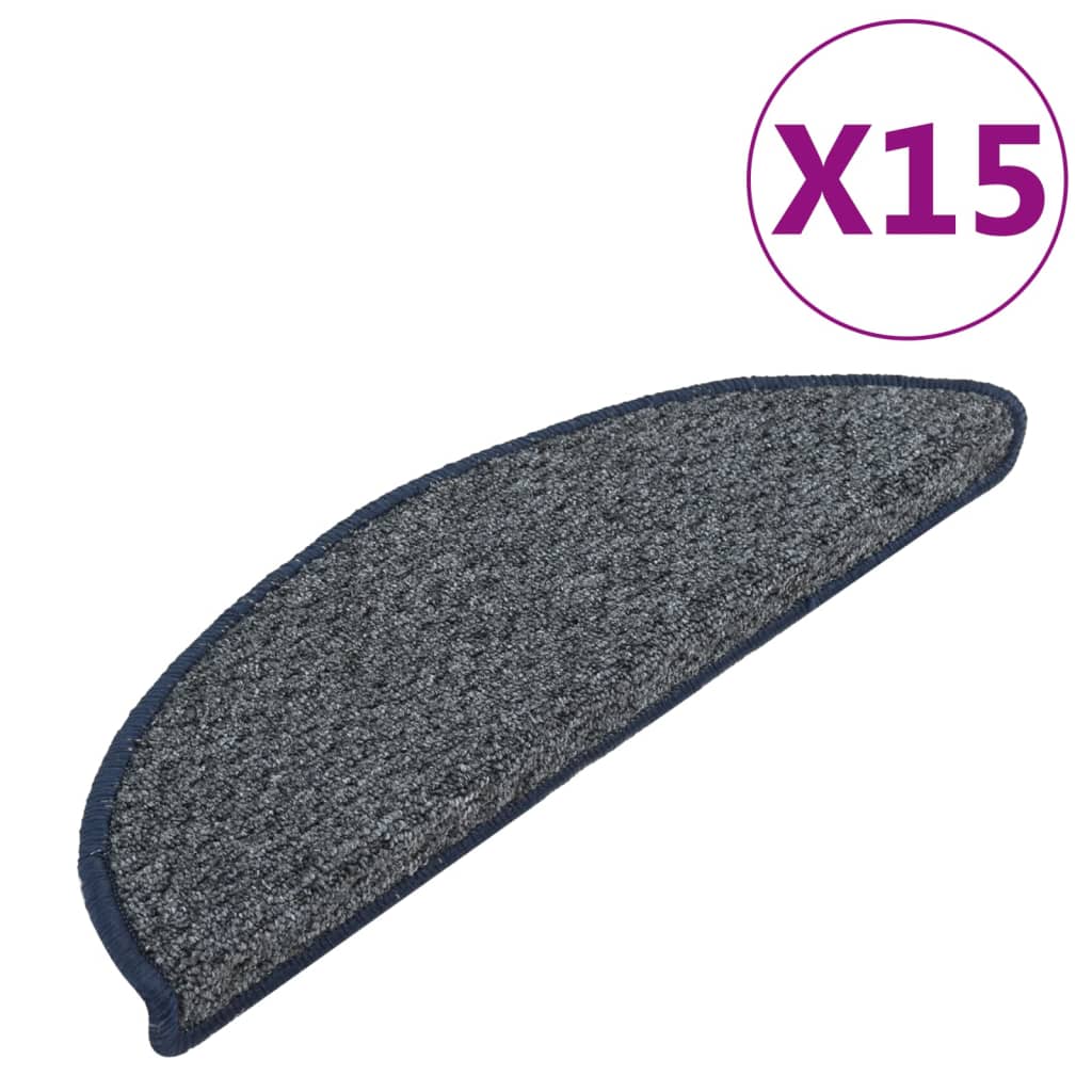 Vidaxl trapmatten 15 st 56x17x3 cm donkerblauw