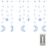 Vidaxl lichtslinger ster en maan afstandsbediening 138 led's blauw