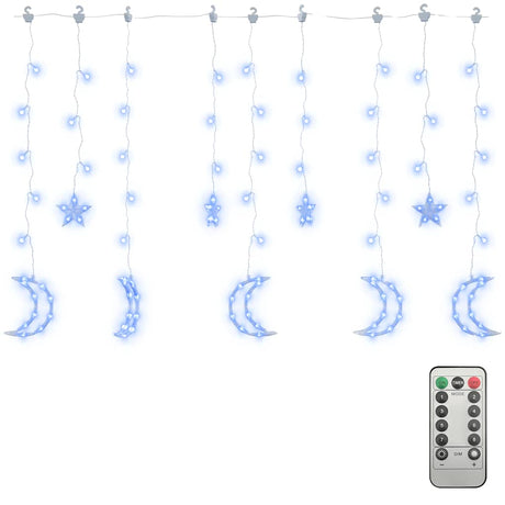 Vidaxl lichtslinger ster en maan afstandsbediening 138 led's blauw