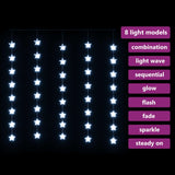 Vidaxl lichtsnoergordijn sterren met 200 led's en 8 functies koudwit