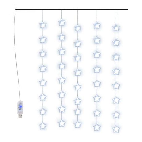 Vidaxl lichtsnoergordijn sterren met 200 led's en 8 functies blauw