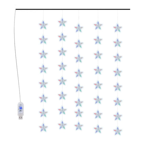 Vidaxl lichtsnoergordijn sterren met 200 led's 8 functies meerkleurig