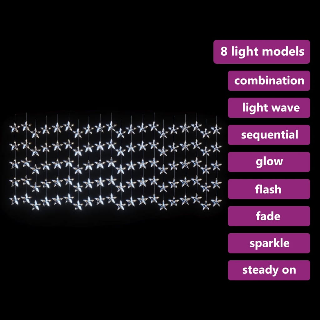 Vidaxl lichtsnoergordijn sterren met 500 led's en 8 functies koudwit