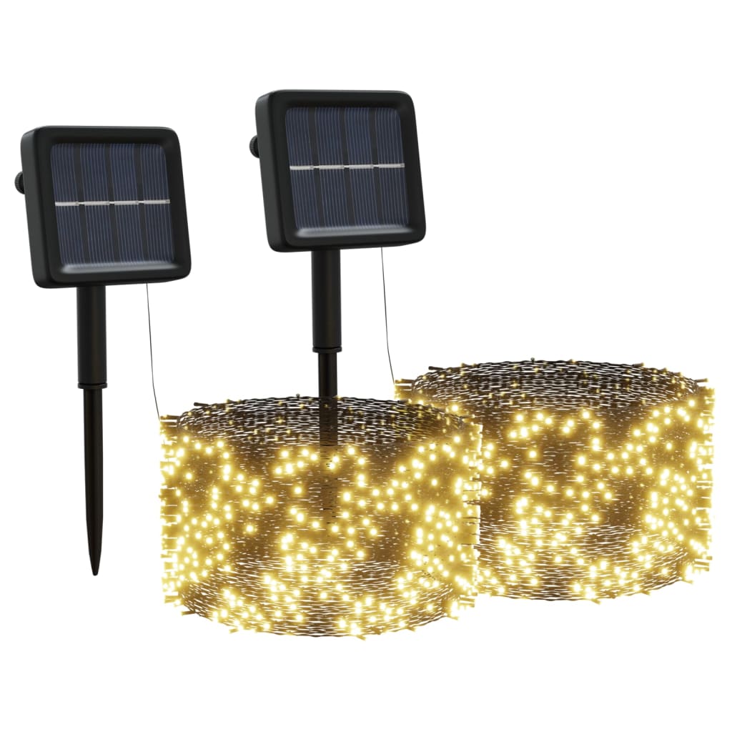 Vidaxl lichtsnoeren 2 st met 2x200 led's solar binnen buiten warmwit