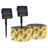 Vidaxl lichtsnoeren 2 st met 2x200 led's solar binnen buiten warmwit