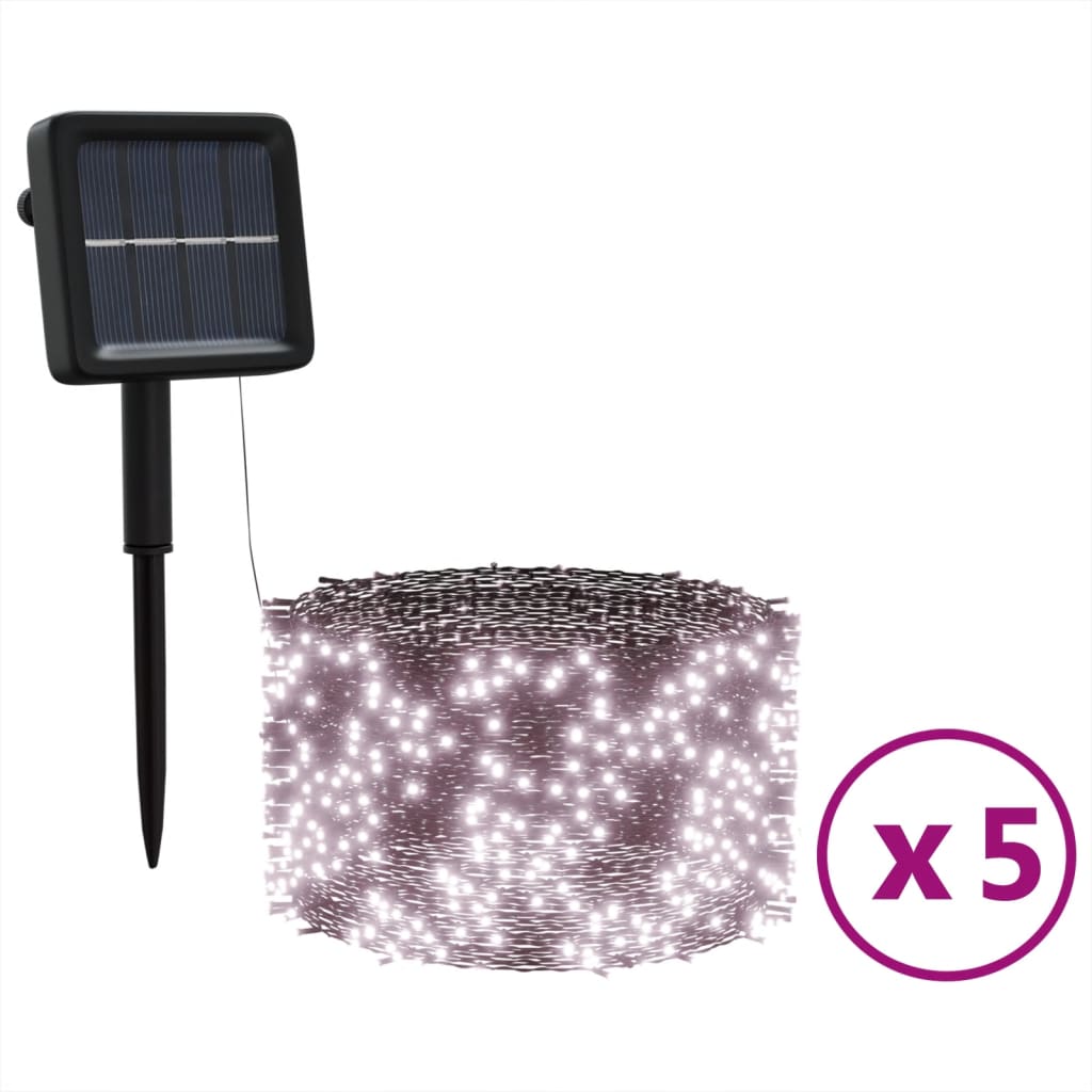 VidaXL 5 st Lichtslinger met 200 LED's solar binnen buiten warmwit