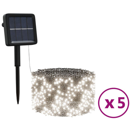 VidaXL 5 st Lichtslinger met 200 LED's solar binnen buiten koudwit