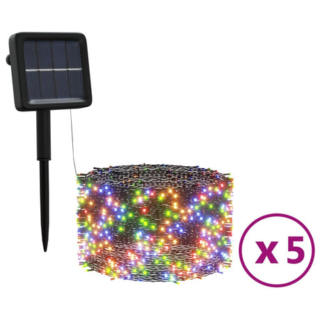 VidaXL 5 st Lichtslinger met 200 LED's solar binnen buiten meerkleurig