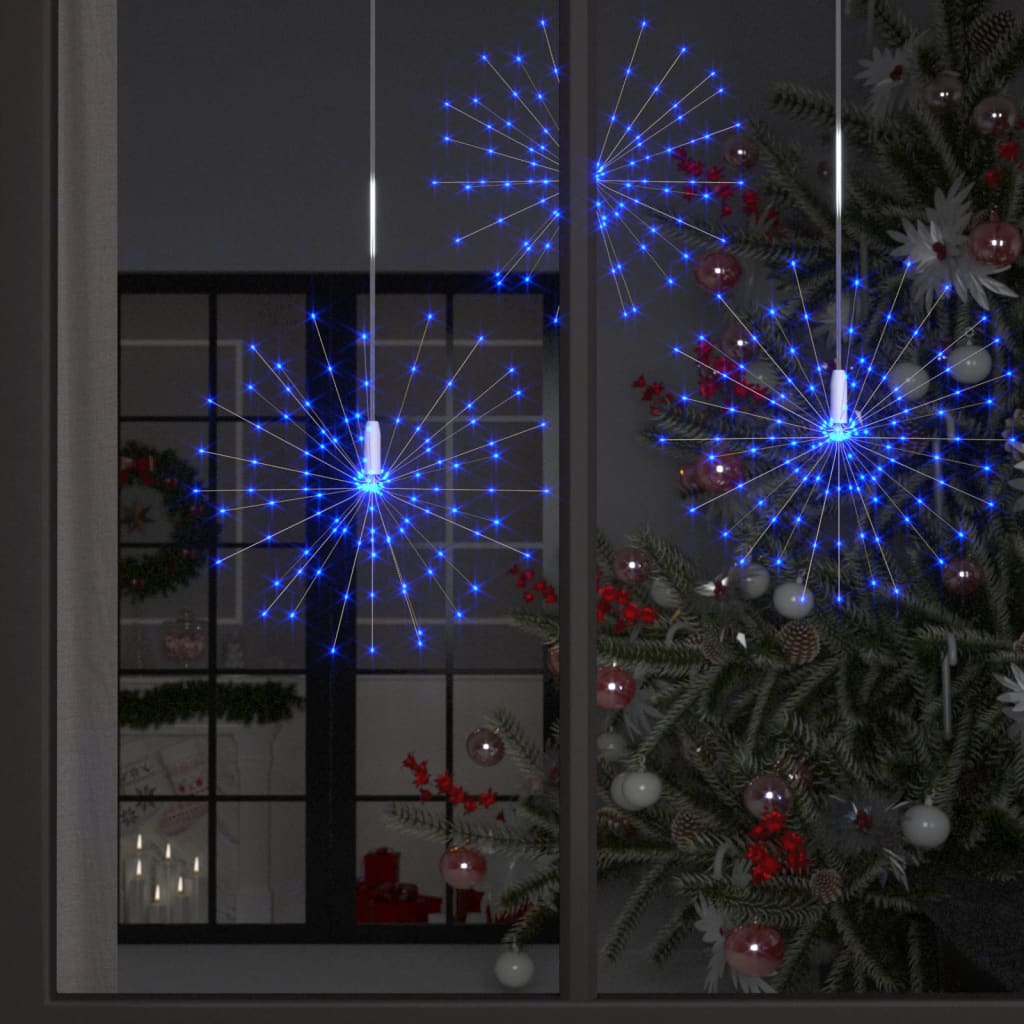 VidaXL 10 st Kerstverlichting vuurwerk 1400 LED's buiten 20 cm blauw