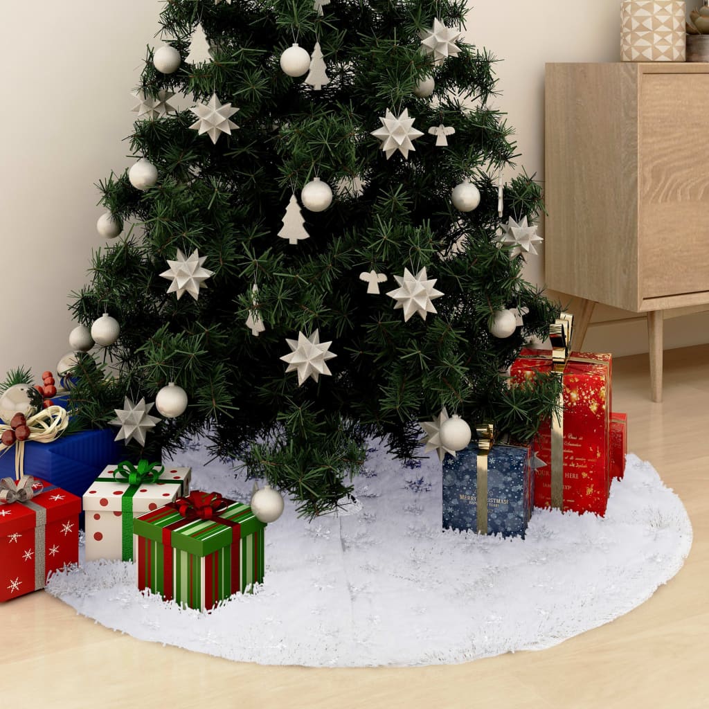 Vidaxl kerstboomrok luxe 90 cm kunstvacht wit