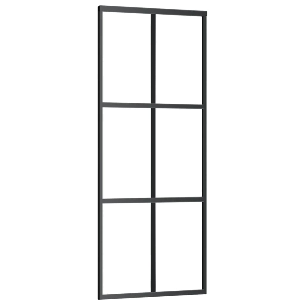 Vidaxl schuifdeur 76x205 cm esg-glas en aluminium zwart