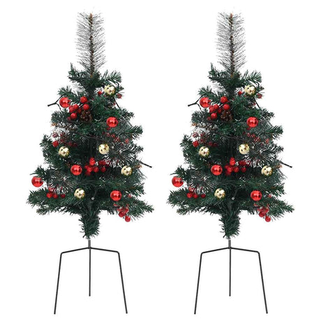 Vidaxl tuinkerstbomen 2 st met verlichting 76 cm pvc