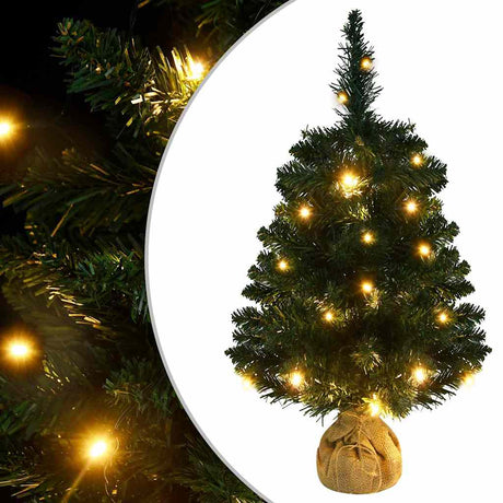 Vidaxl kunstkerstboom met verlichting en standaard 60 cm pvc groen