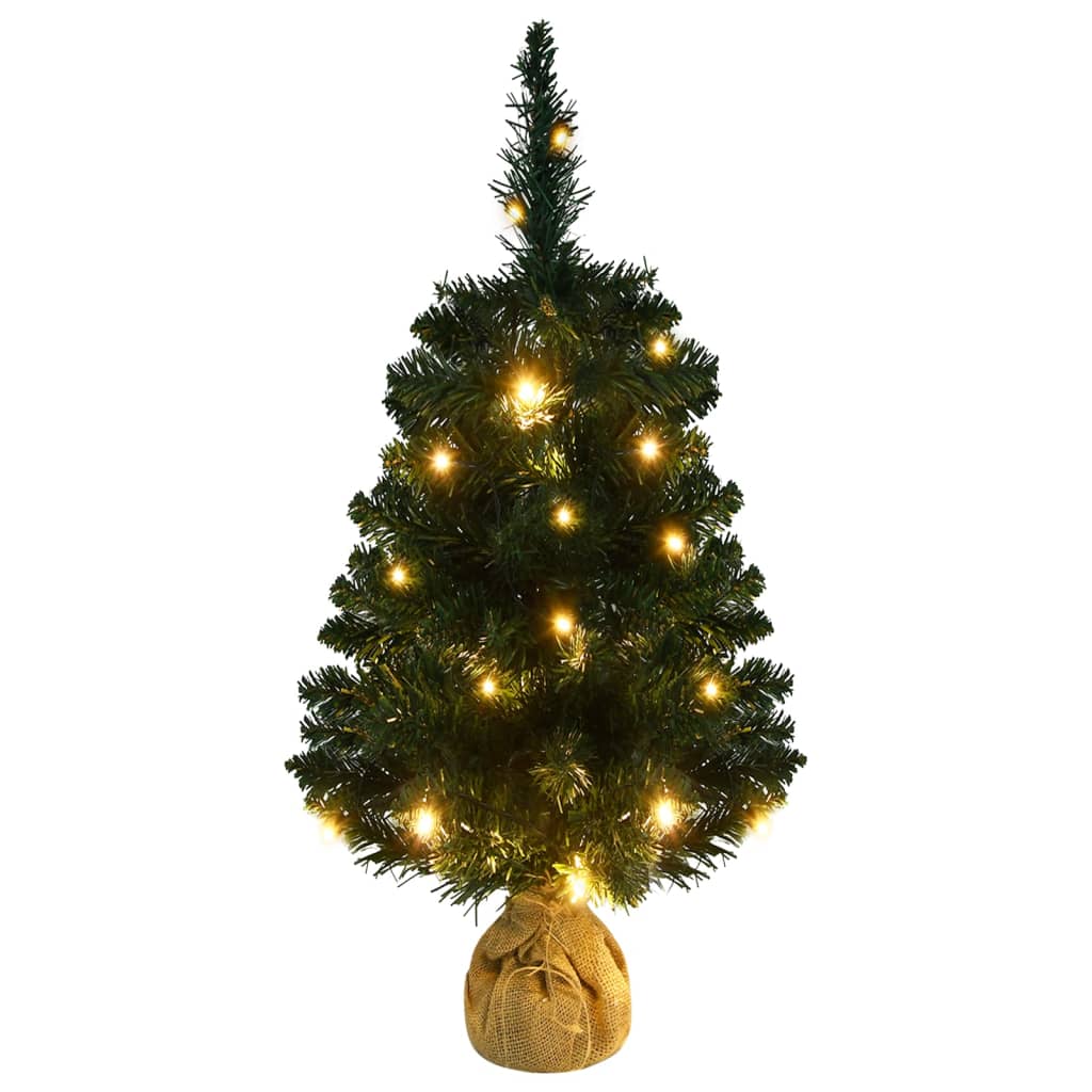 VidaXL Kunstkerstboom met verlichting en standaard 90 cm PVC groen